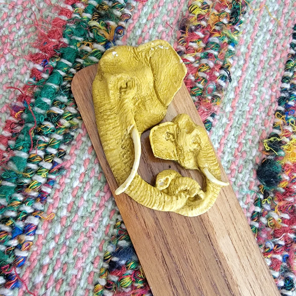 Rare Elephant Carved Wooden Bookmark Boho
